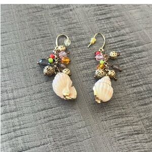 Bohemian Dangle Earrings with Cream seashell Stones